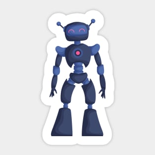 Cute girl robot dark blue Sticker